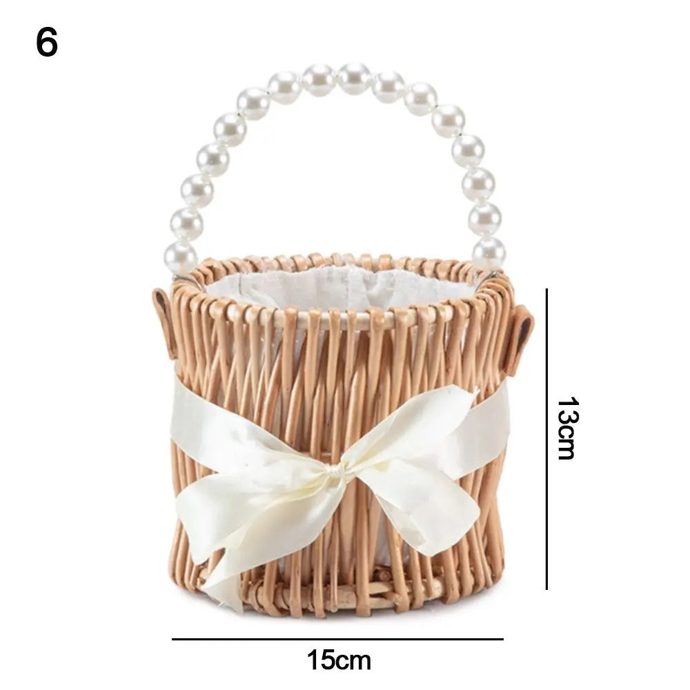 panier tressé en rotin demi-lune avec poignée robuste - vue 12 sur 13