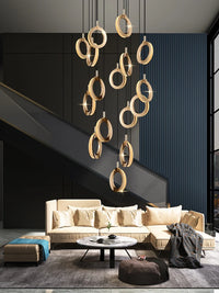 lustre de luxe moderne rotatif pour duplex nordique