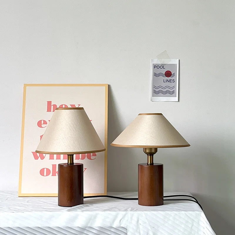 ZK50 rétro lampe de Table plissée décoration de bureau veilleuse étudiant chambre lit éclairage tête lampe en bois massif E27 - vue 3 sur 9