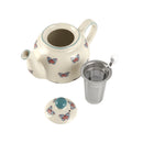 Théière céramique motif papillons animaux avec infuseur