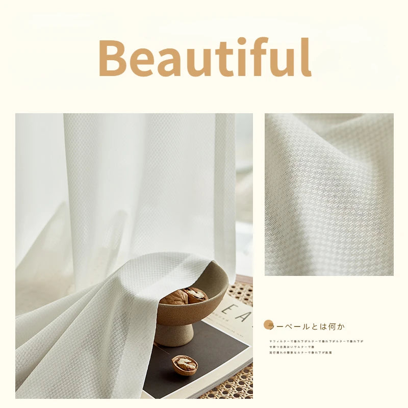 Voilage japonais plissé motif géométrique pour salon chambre