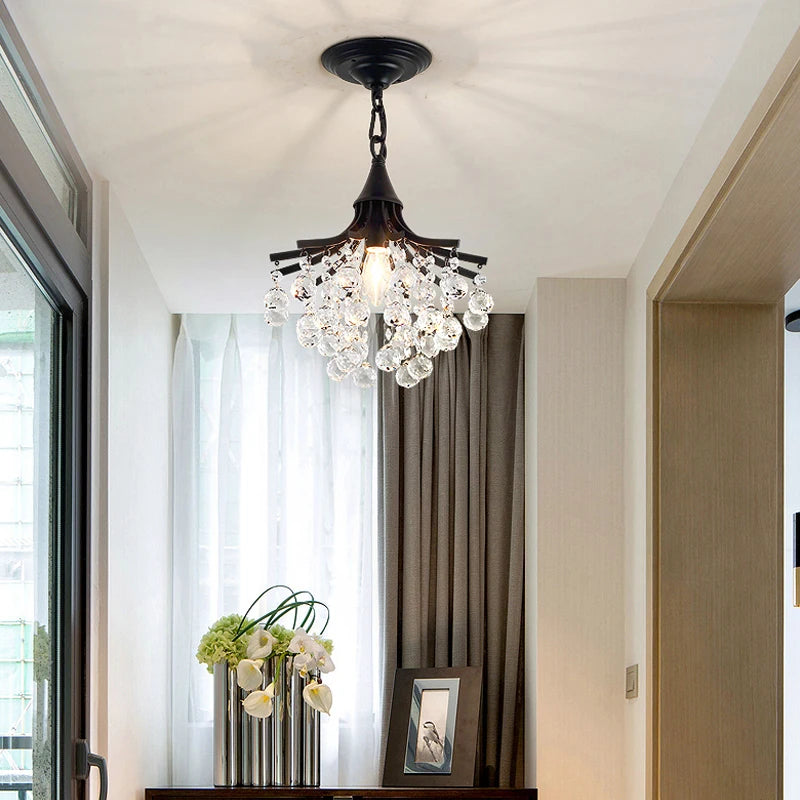 2024 Modern Crystal Chandelier Creative Design Black/Gold Corridor Ceiling Lamp Applicable To Porch Restaurant Lamps - vue 5 sur 15