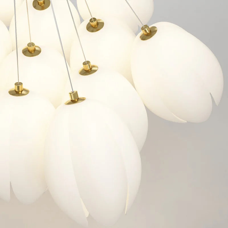lustre moderne tulipe sandyha suspension led lampara soffitto - vue 6 sur 8