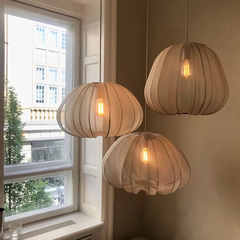 Nordique créatif lustre lanterne moderne ballon suspension salon chambre escalier allée Restaurant tissu lampe