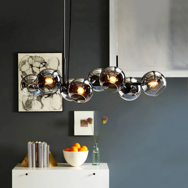 lustre moderne en verre pour bar et table à manger - vue 2 sur 8