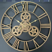 horloge murale rétro en métal avec grand engrenage décoratif