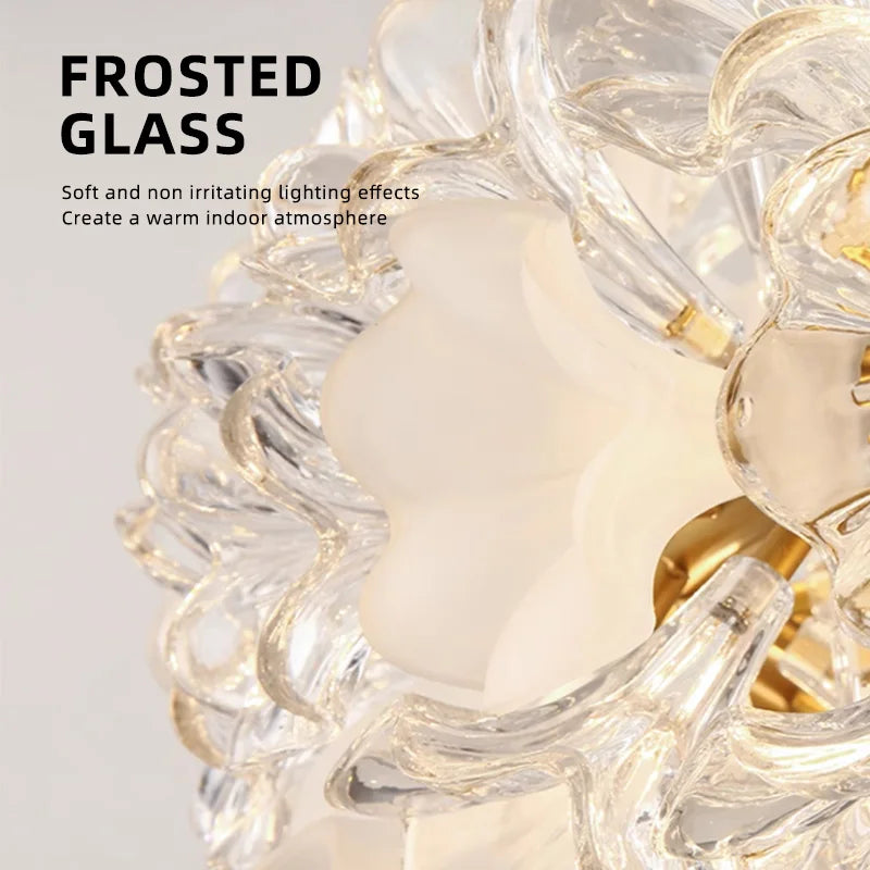 lustre moderne en verre en forme de fleur pour éclairage intérieur - vue 6 sur 17