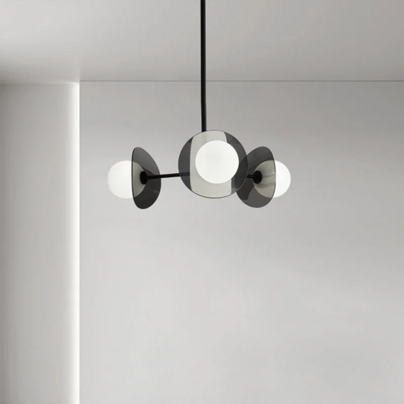 lustre de luxe en cuivre avec lumière led minimaliste italienne - vue 4 sur 9