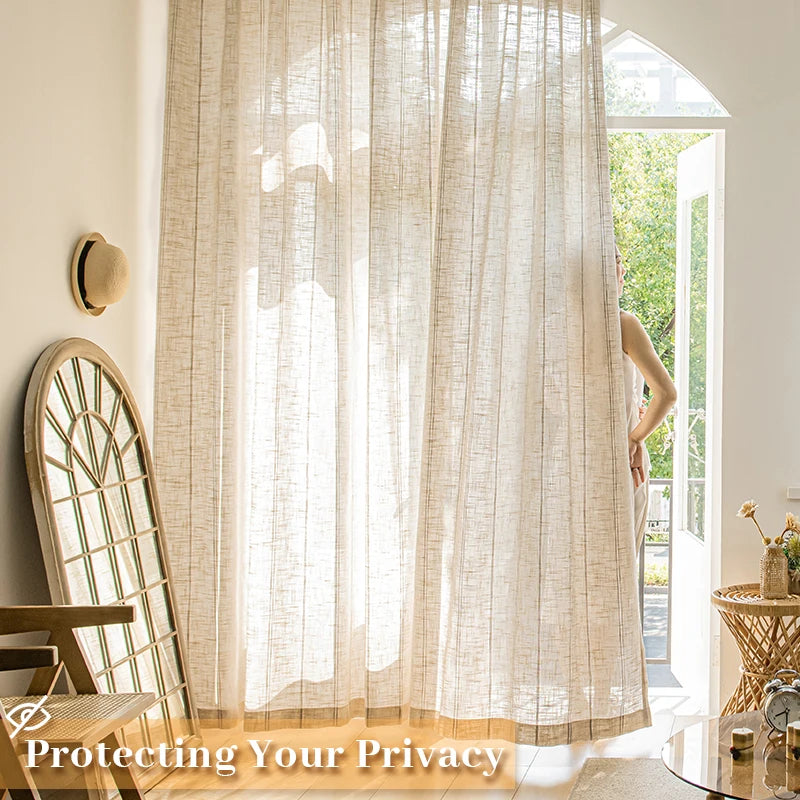 Voilage rideau style japonais rayé pour salon chambre