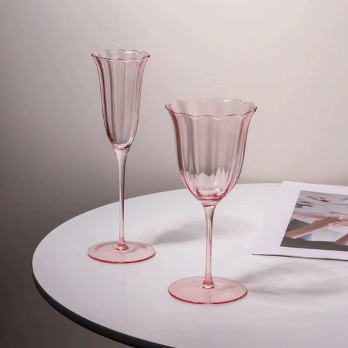 Verre vin vintage motif fleurs style cristal