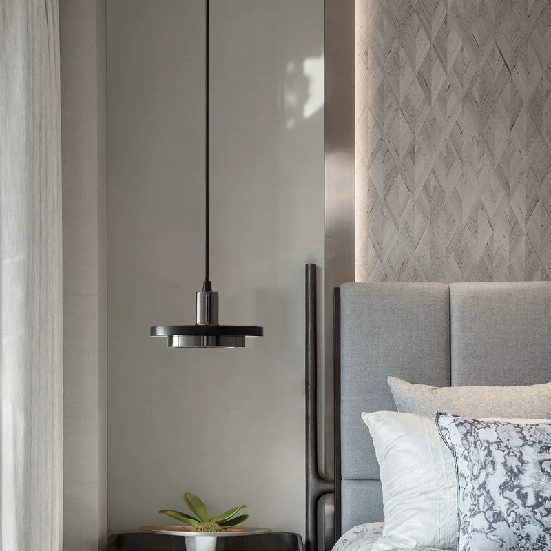 suspension LED design nordique en fer et marbre pour intérieur