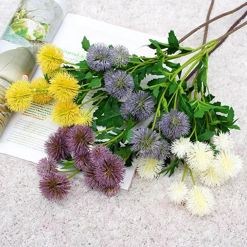 fleurs artificielles en boule de ginseng décoratives en plastique - vue 2 sur 7