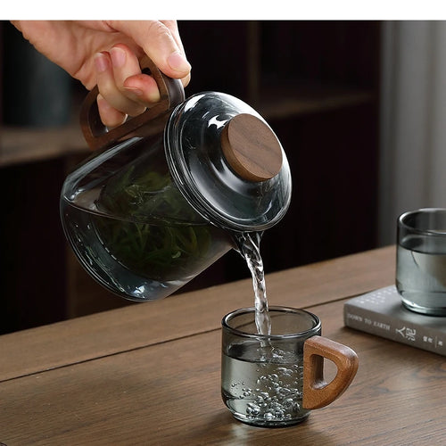 Théière en verre portative avec tasses style moderne