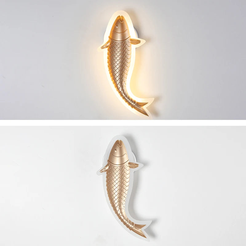 applique murale moderne led acrylique en forme de poisson décorative - vue 7 sur 14