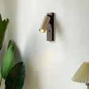 applique murale en bois et pierre naturelle avec interrupteur pour lecture