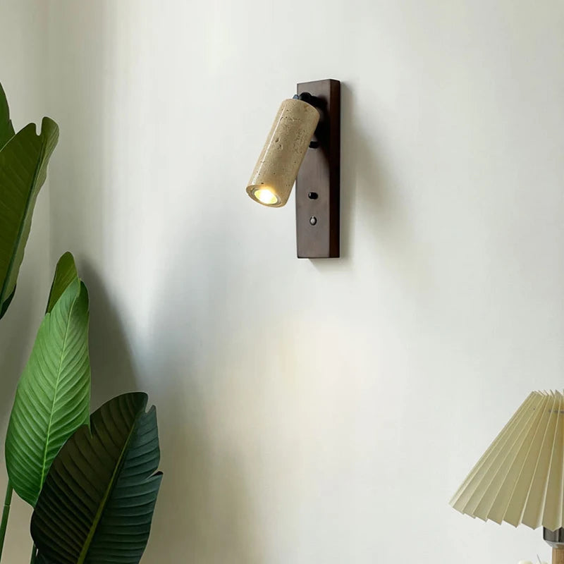 applique murale moderne en bois de pierre naturelle avec interrupteur