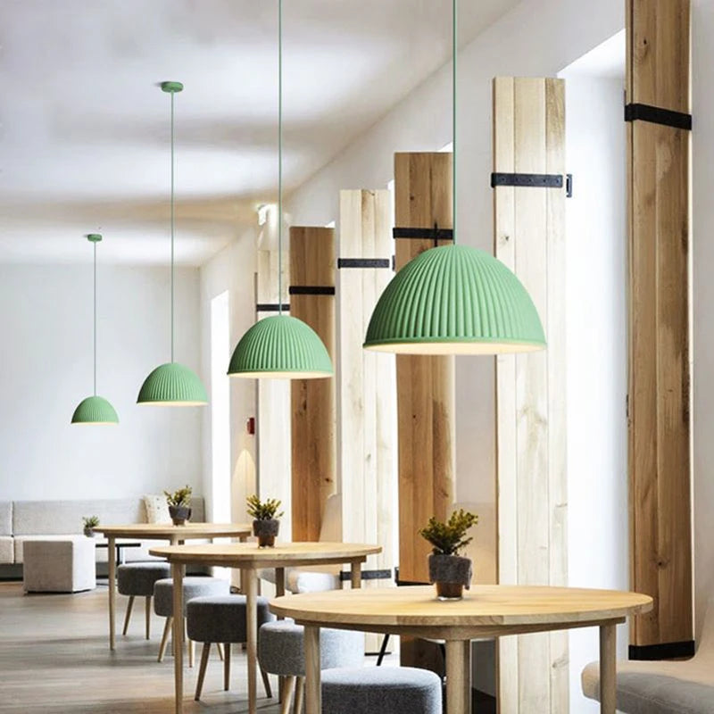 lampes suspendues led nordiques en résine macaron pour décoration intérieure