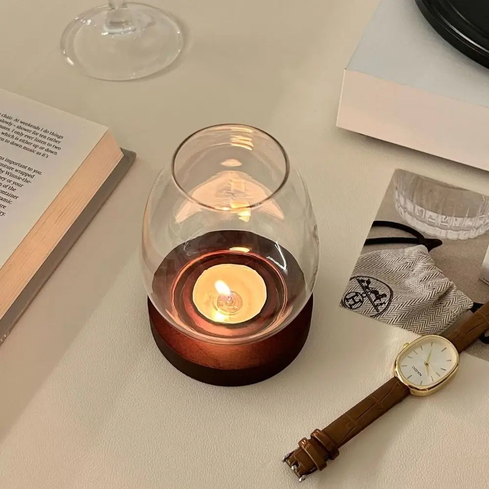bougeoirs en verre avec couvercle décoration intérieure en bois - vue 6 sur 9