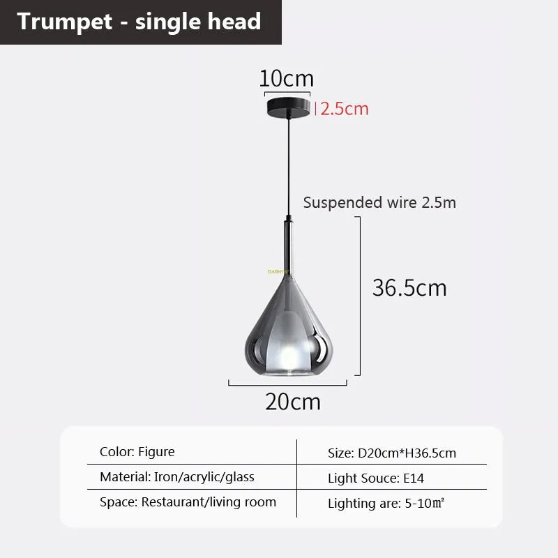 suspension en verre à plusieurs têtes pour intérieur moderne - vue 18 sur 23