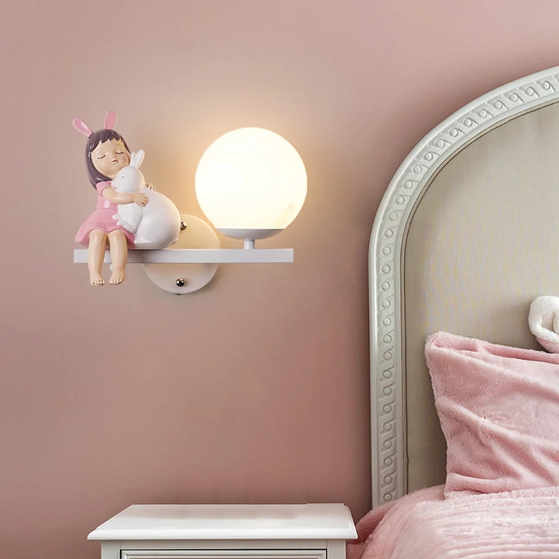 applique murale enfant avec motifs princesse cheval et lapin - vue 5 sur 23