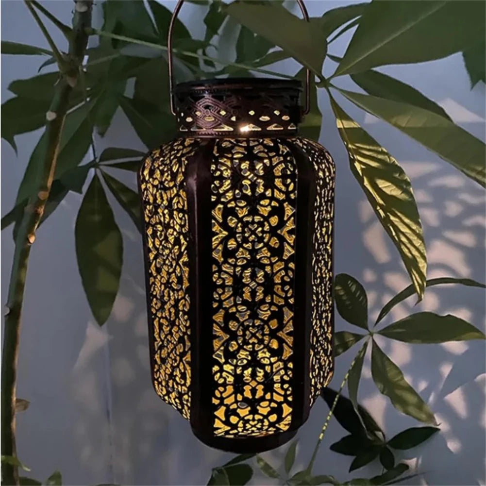 lanterne solaire rétro avec motif creux pour extérieur et décoration - vue 3 sur 6