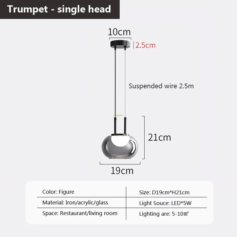 suspension en verre à plusieurs têtes pour intérieur moderne - vue 17 sur 23