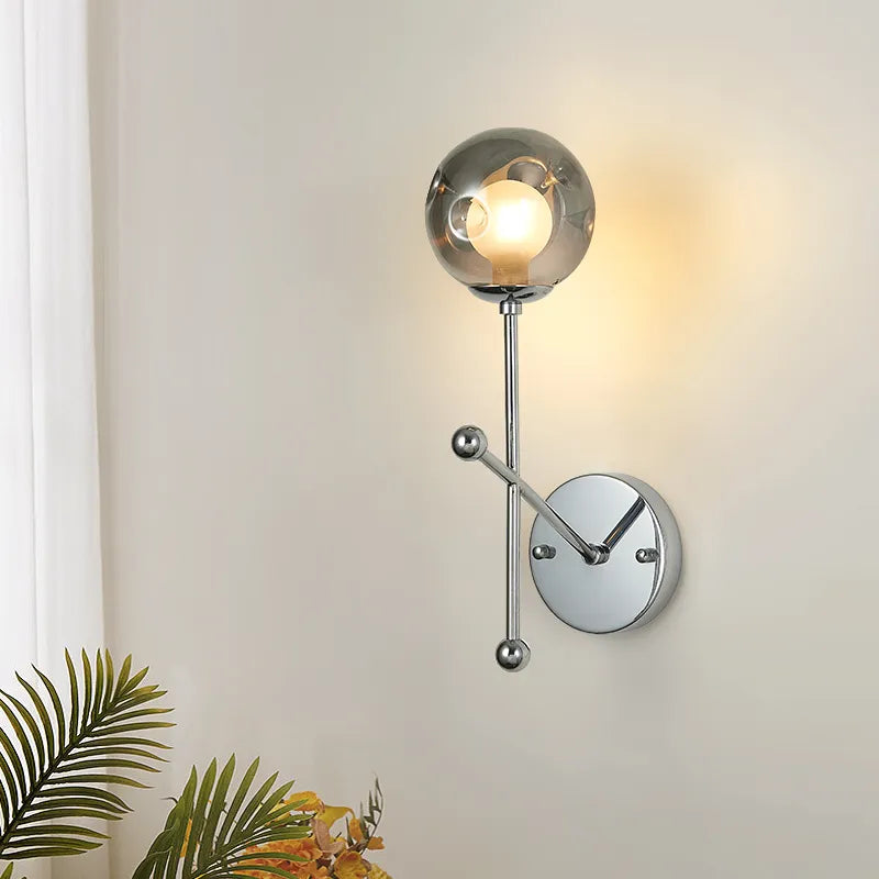 applique murale verre gris fumée claire métal chromé