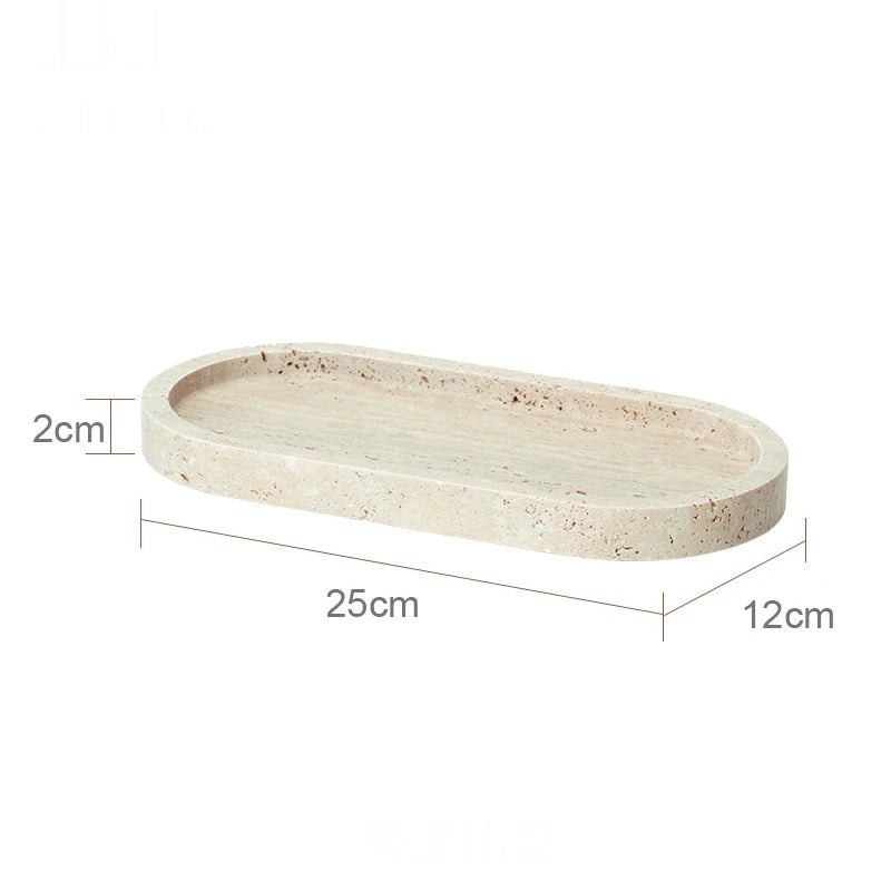 ensemble accessoires salle de bain en travertin beige naturel - vue 18 sur 28