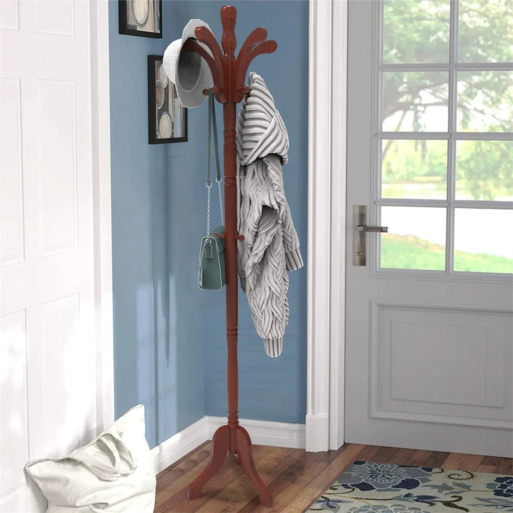 porte-manteaux en bois massif trépied pour sac vêtements et accessoires