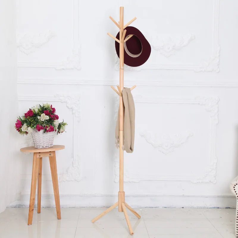 cintres en bois support à chapeaux et manteaux avec crochets - vue 3 sur 9