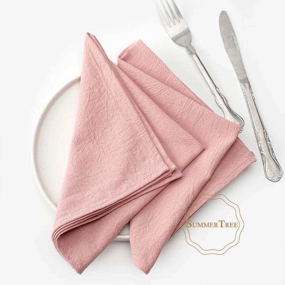 Serviette de table coton lavé vintage bord dentelle - vue 5 sur 7
