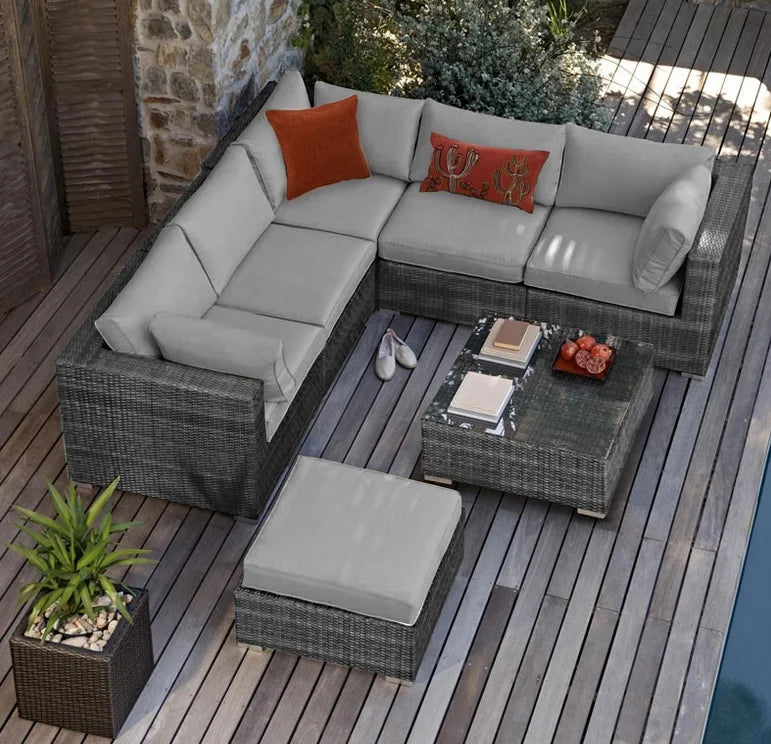 canapés sectionnels en rotin pour espaces réduits et confortables - vue 2 sur 3