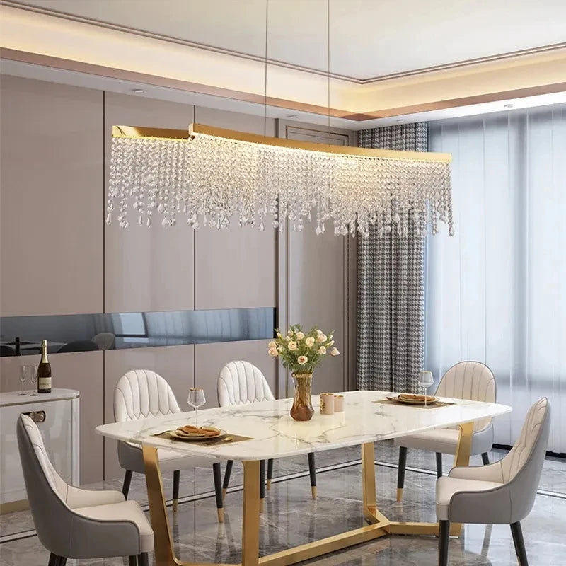 lustre en cristal de luxe doré à Led cercle - vue 7 sur 15
