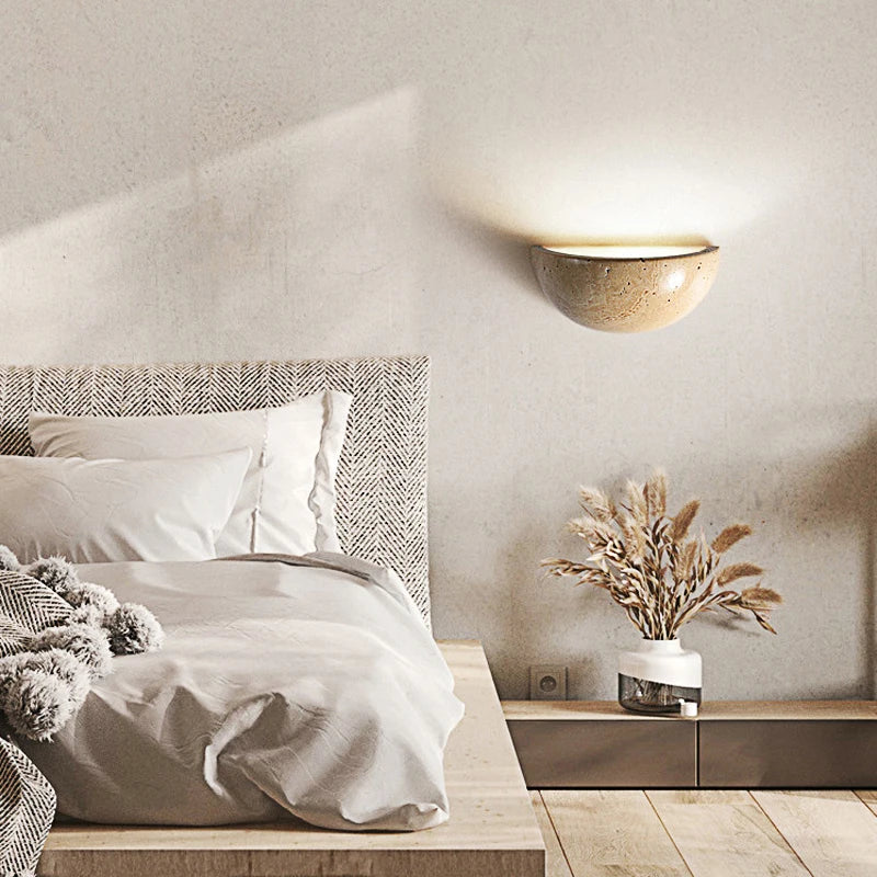 Applique murale moderne en pierre de grotte jaune naturelle Pure