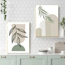 décoration murale abstraite avec feuilles géométriques boho moderne