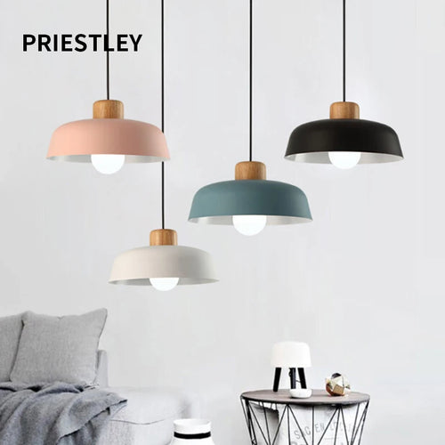 Lustres Macaron nordiques lampe de chevet en bois créative pour chambre étude café Bar Restaurant temps modernes décor lampe suspendue