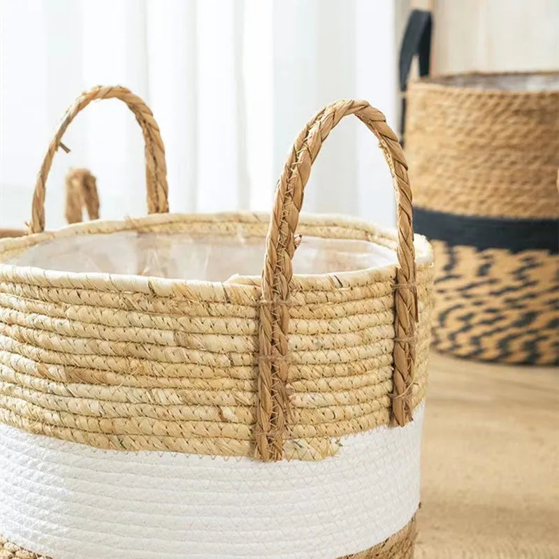 panier en osier naturel pour jardin et rangement décoratif - vue 4 sur 15