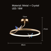 applique murale led papillon en cristal design moderne