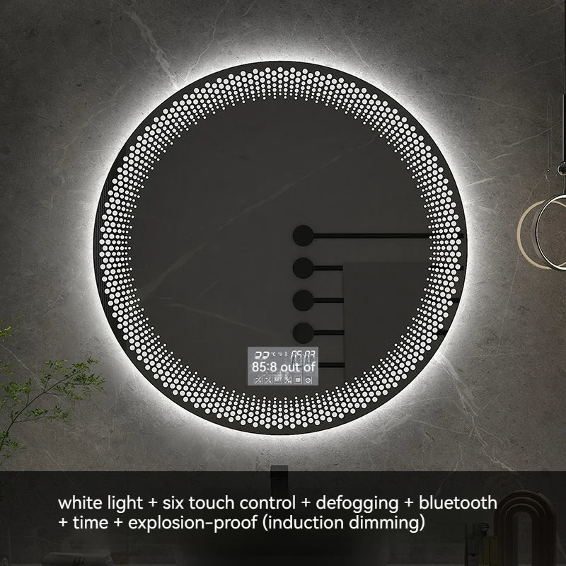 miroir rond à led avec rétroéclairage réglable et antibuée intelligent - vue 13 sur 25