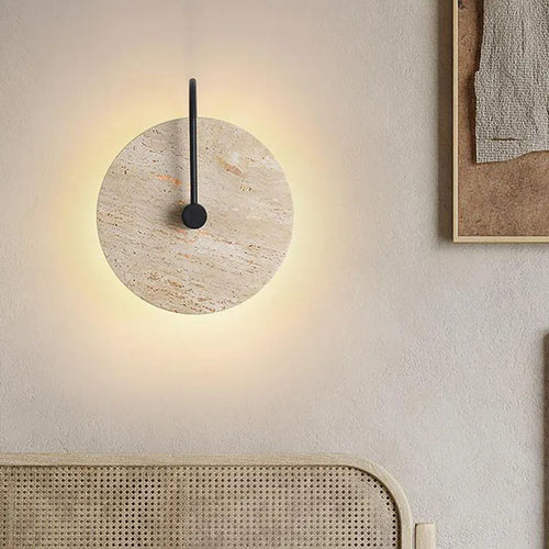 applique murale led ronde en métal et pierre pour hôtel boutique