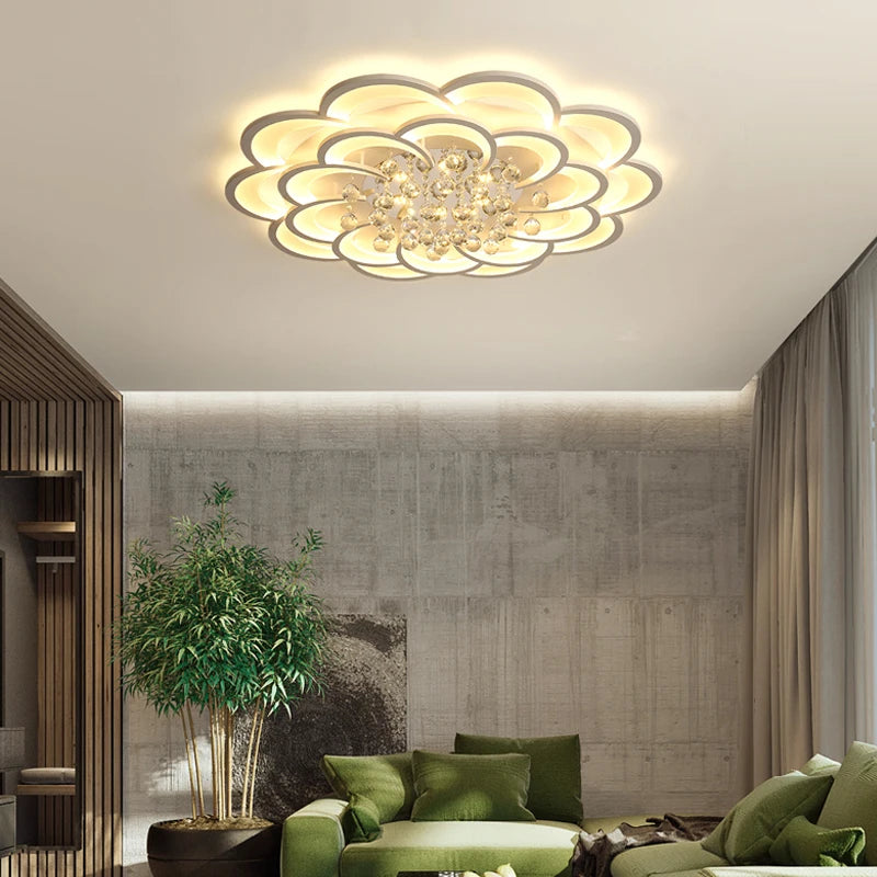 plafonnier led moderne en cristal gradation circulaire - vue 2 sur 6