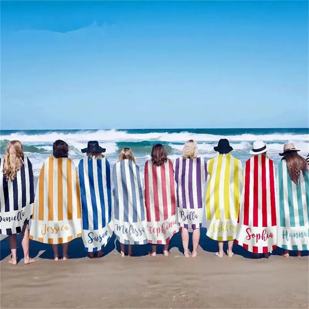 serviette de plage rayée personnalisée microfibre absorbante été