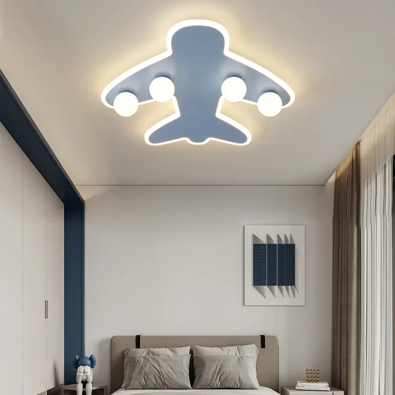 plafonnier lumineux avion moderne pour chambre d'enfants - vue 5 sur 10
