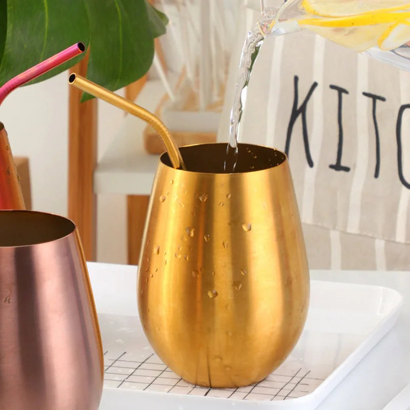 verres vin ronds acier inoxydable style bar maison