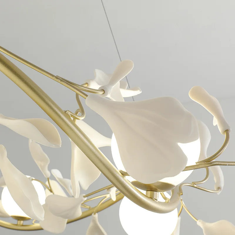 SANDYHA Moderne Fleur Branche Lustre Surround Boule De Verre Anneau Suspension Lumière Led pour Salon Salle À Manger Chambre Lustre Salon