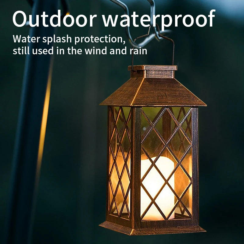 Lampe LED solaire européenne rétro électronique bougie lanterne crépuscule à l'aube lampe décorative solaire pour intérieur extérieur jardin terrasse - vue 7 sur 9