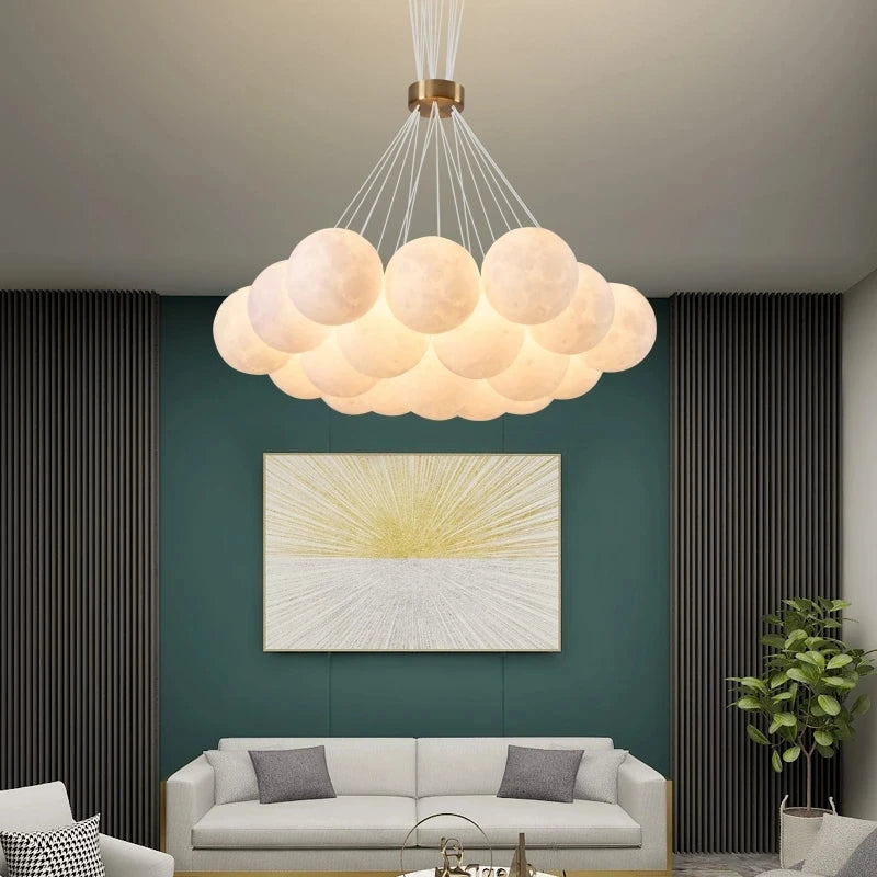 lustre nordique boule de verre planète lune imprimé en 3d éclairage créatif - vue 4 sur 12