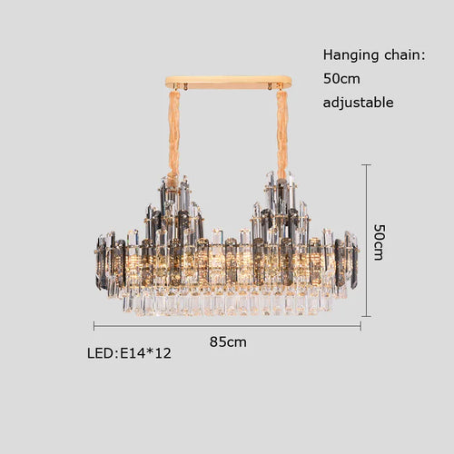suspension à led en cristal design luxueux avec variateur d'intensité