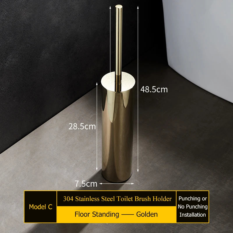 porte-brosse mural en acier inoxydable pour salle de bain