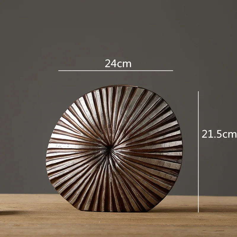 vase floral en résine à fleurs moderne rayures bois - vue 9 sur 10